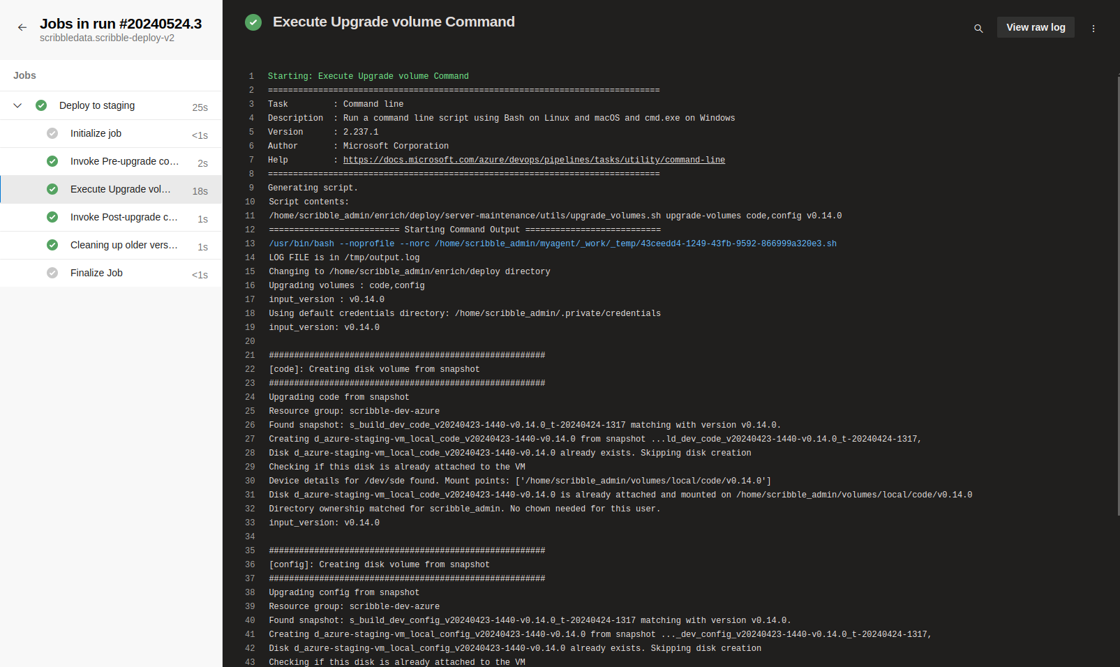 Pipeline logs